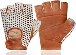 Prime Sports Retro Leather Crochet Cycling Gloves 